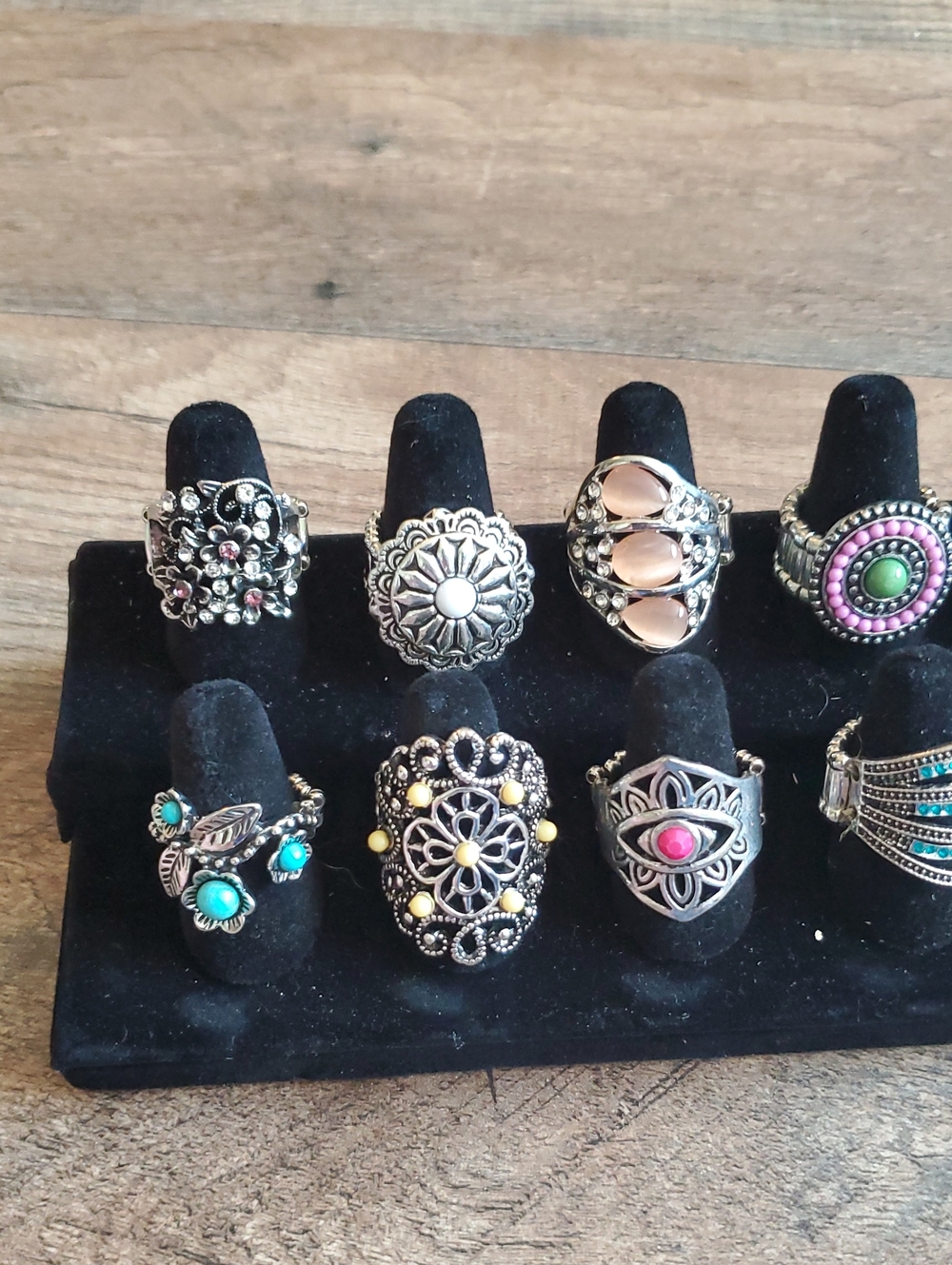 Assorted Women's Fashion Rings Set - Multi-Color Statement Rings - Picture 2 of 4